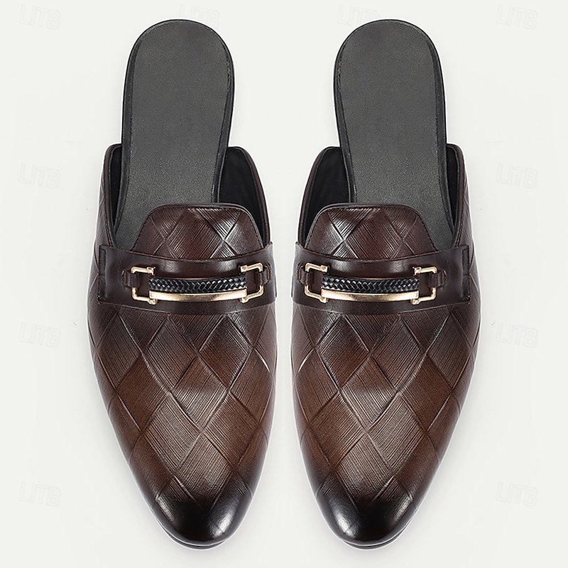 Men's Green Leather Crocodile Pattern Mule Shoes – Prom Shoes for Stylish Dance and Formal Occasions4