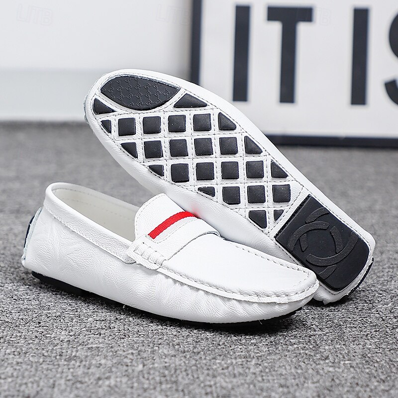 Men's White Slip-On Loafers with Red Accent, Casual Driving Shoes, Perfect for Spring and Summer Vacations and Beach Getaways2