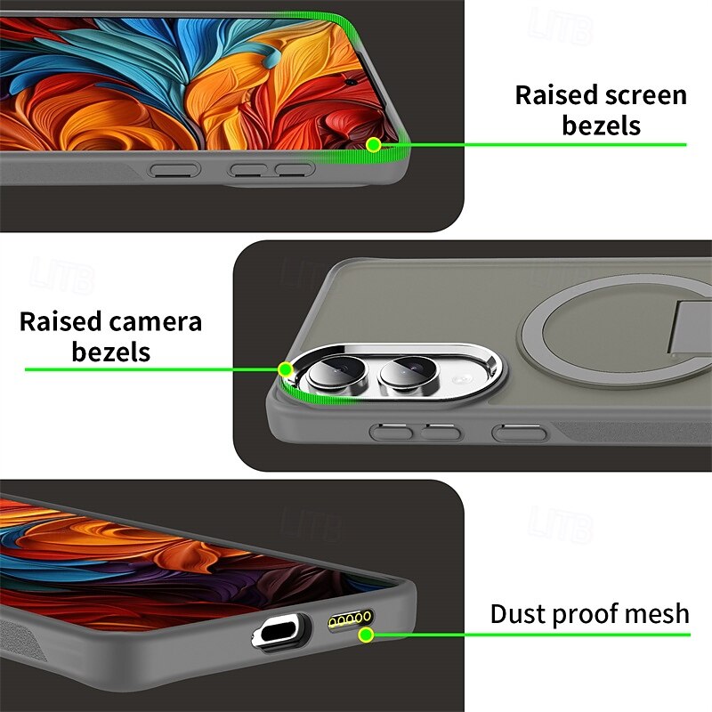 Phone Case For Samsung Galaxy S25 S25 Edge S24 Ultra Plus S24 FE S23 Back Cover Magnetic Adsorption with Stand Holder Translucent Magnetic PC3