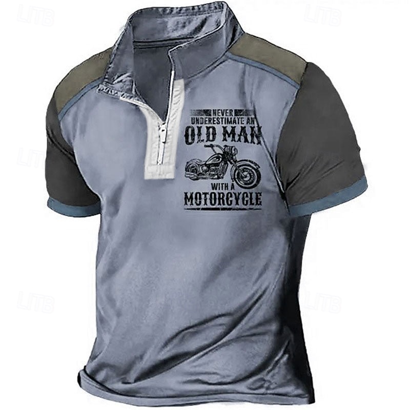 Men's Funny Zip Polo Shirts Golf Shirt Short Sleeve Polo Shirts Collared Shirts Vintage Casual Streetwear Festival Wear Party Outfits 3D Print Quarter Zip Polo Blue Green Khaki4