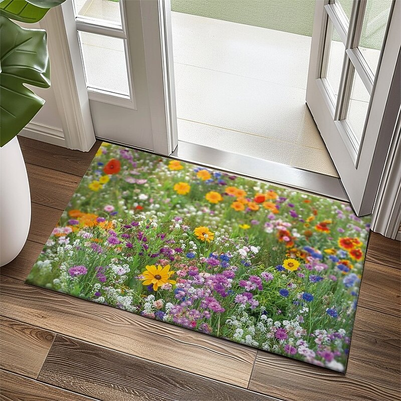 Multicolor Flowers Doormat Kitchen Mat Floor Mat Non-Slip Area Rug Oil Proof Rug Indoor Outdoor Mat Bedroom Decor Bathroom Mat Entrance Rug