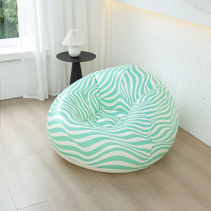 1pc Inflatable Sofa - Single-Size PVC Zebra Stripe Lounge Chair with Carry Bag Portable Indoor/Outdoor Camping & Home Use Striped Pattern in Multiple Colors Inflatable Furniture4