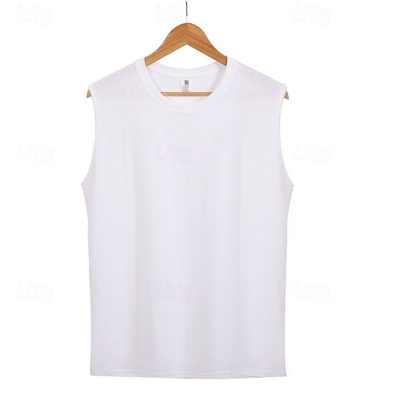 Men's Tank Top Vest Top Undershirt Sleeveless Shirt Sleeveless Crewneck Summer Plain Fashion Designer Vacation Street Going out Black White Dark Gray Top Tee for Men