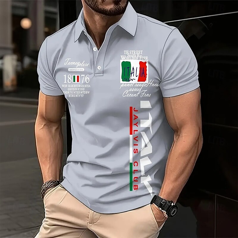 Men's Graphic Polo Short Sleeve Polo Shirts Collared Shirts Casual Outdoor Athleisure Daily Wear 3D Print Summer Black Light Green Blue4