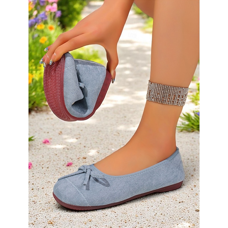 Women's Wide Toe Faux Suede Flats – Comfortable Round-Toe Slip-On Ballet Shoes for Casual Outings and All-Day Wear2