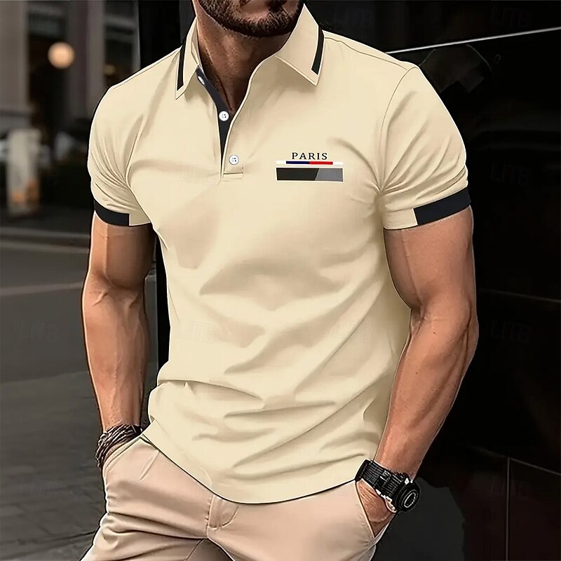 Men's Graphic Polo Short Sleeve Polo Shirts Collared Shirts Business Casual School Outdoor Daily Wear 3D Print Summer Black Dark Pink Blue2