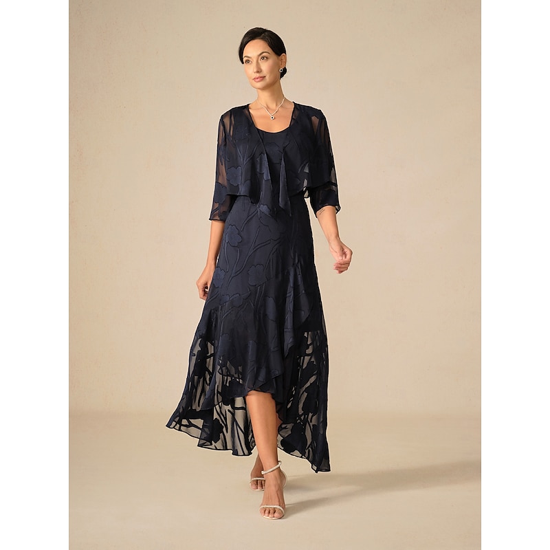 Women's Maxi Dress Ruffle Dress Elegant Wedding Wedding Guest Evening Party Floral Sleeveless U Neck Navy Blue Summer Spring