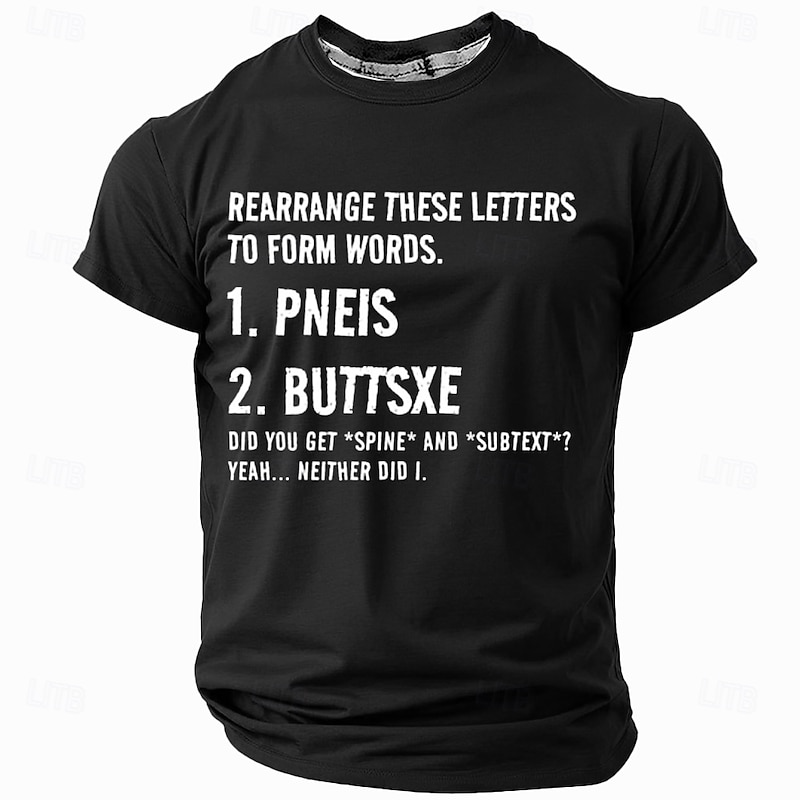 Men's Funny Graphic T-Shirt - Adult Wordplay Letter Puzzle Humor Tee4