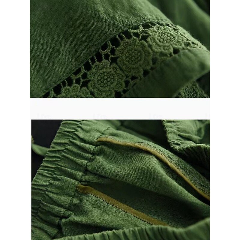 Women's Boho Shorts Solid Color Chinos Shorts Vacation Vintage Fashion Short High Waist Plain Pocket Drawstring Comfort Outdoor Micro-elastic Vacation Street Daily Black White Orange Green4