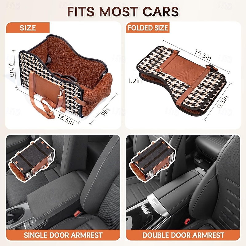 Foldable Center Console Dog Car Seat Pet Puppy Car Seat Middle Console Dog Armrest Booster Seat for Small Dogs3