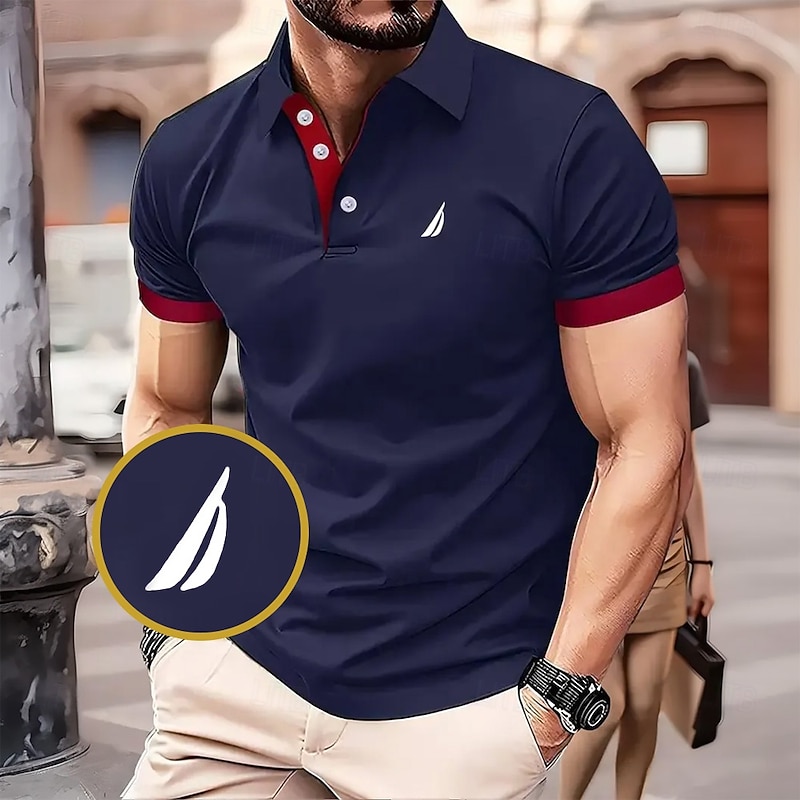 Men's Graphic Polo Short Sleeve Polo Shirts Collared Shirts Business Casual School Outdoor Daily Wear 3D Print Summer Black Red Blue4