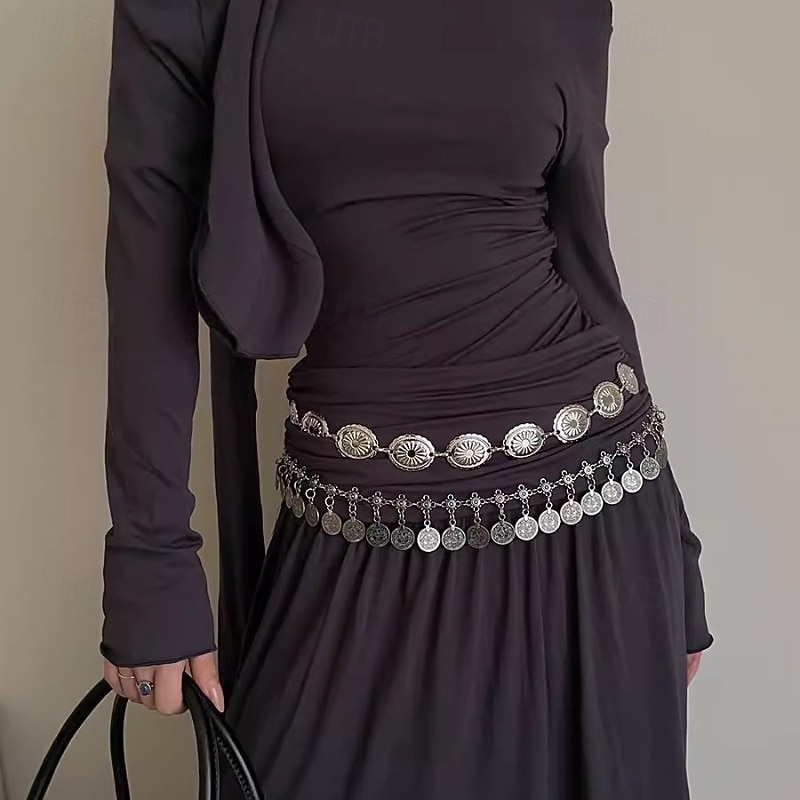 Waist Chain Vintage Boho Women's Body Jewelry For Holiday Retro Alloy Silver White Gold 1 PC4