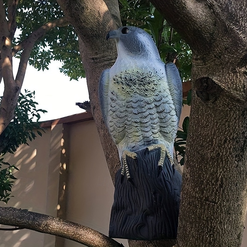 Outdoor Bird Scarecrow Deterrent - Lifelike Hawk Falcon Hunting Decoy, High-Quality Pest Control, Durable Plastic, Black and Yellow for Garden and Farmland, Bird Scare Devices