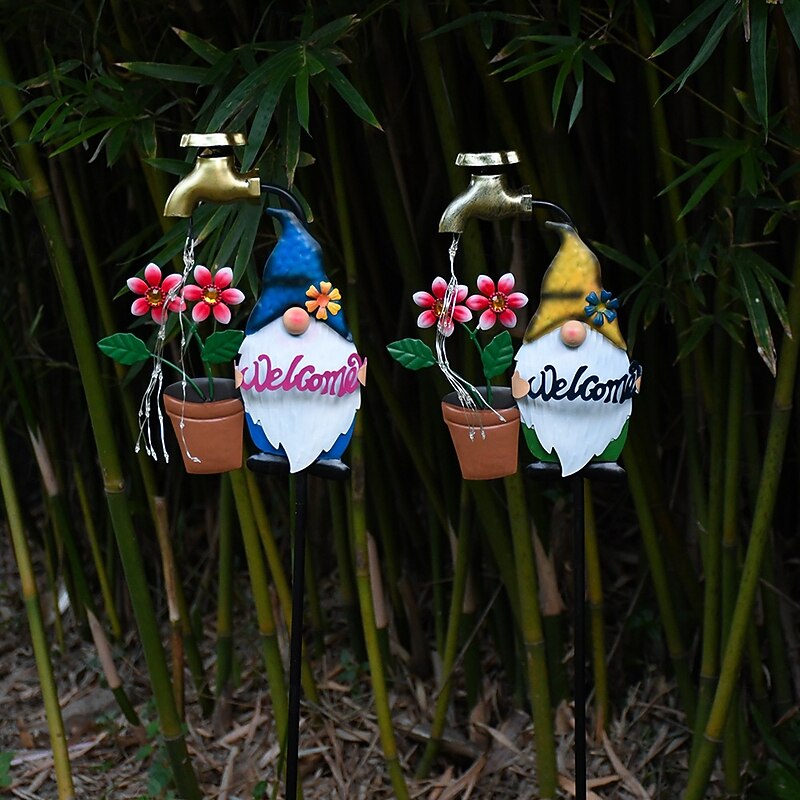 Solar Landscape Lights Faucets Courtyard Lights Outdoor Garden Lighting Cartoon Elf Lawn Lights Wrought Iron Shaped Lights Festive Atmosphere Surround Lights And Plug-In Lights  1PC3