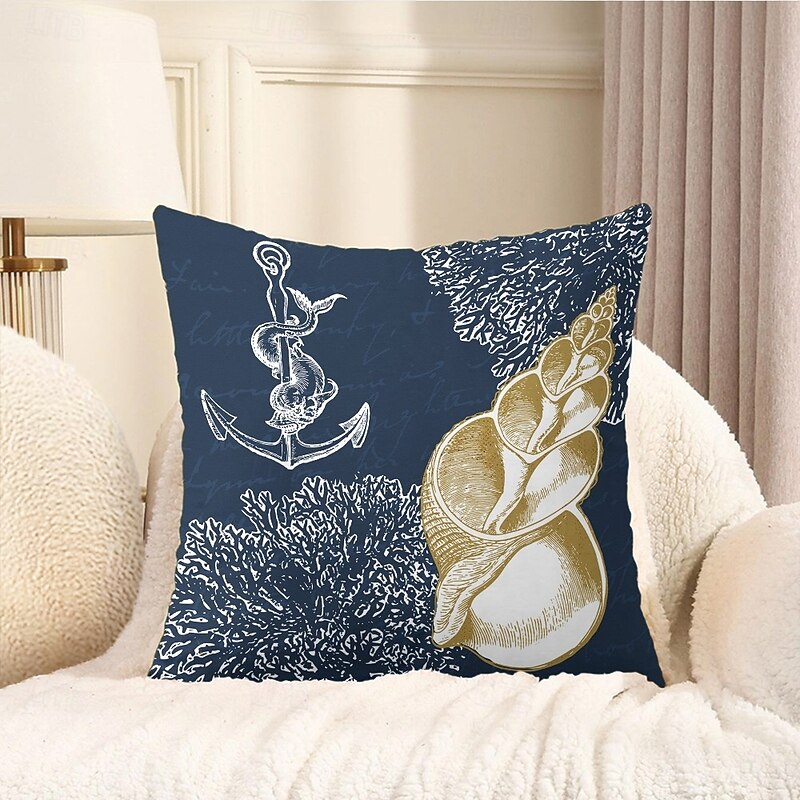Ocean Sea Shells Decorative Toss Pillows Cover 1PC Soft Square Couch Cushion Case Pillowcase for Bedroom Livingroom Sofa Chair