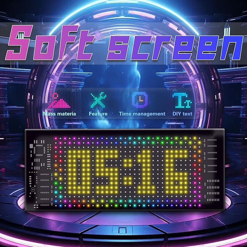 Smart Lights Programmable Car Led Sign Flexible Scrolling Bright LED Sign for Car Bluetooth APP RGB Animations Text Graffiti Message Pattern Advertising With Remote Controls for Car Store Bar4