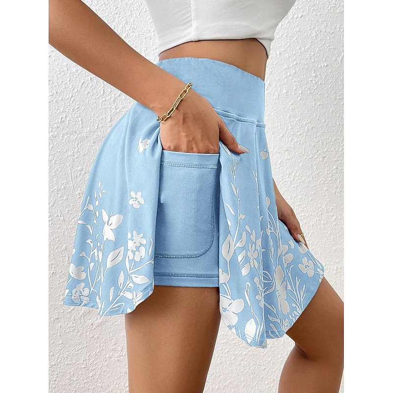 Women's Short Skirt culottes Slim Fashion Casual Mini High Waist Skirts Floral Graphic Stretchy Daily Pink Navy Blue Sky Blue Gray Summer Polyester4
