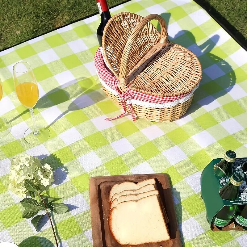 Plaid Picnic Blanket - Soft Lightweight and Portable Outdoor Mats for Camping Travel Lawn and Beach Use3