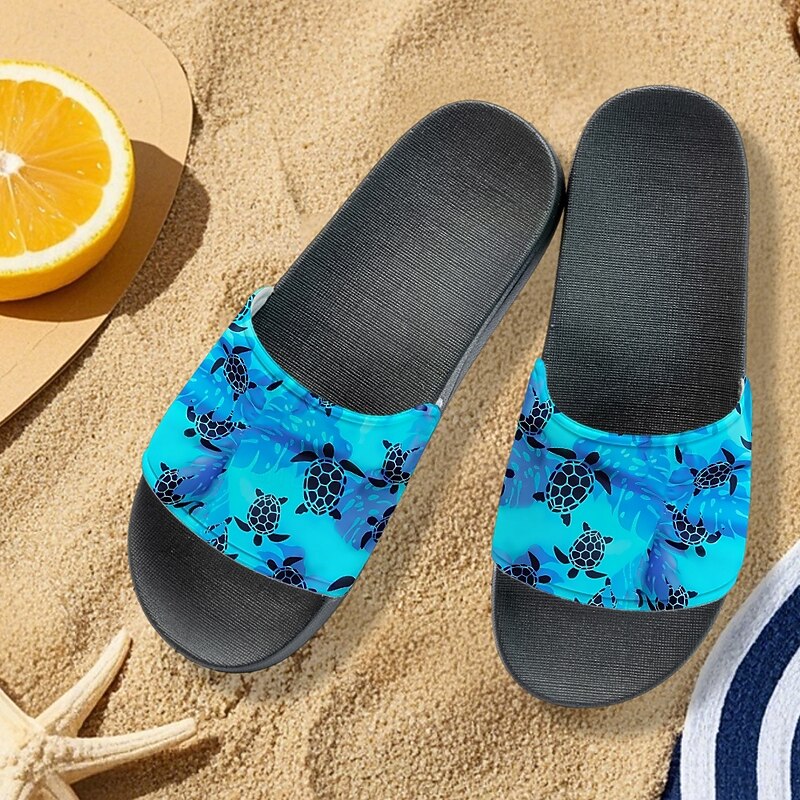 Men's Sea Turtle Printed Slide Sandals – Trendy & Practical Style for Men in Beach Holidays, Water Park Visits & Coastal Walks2
