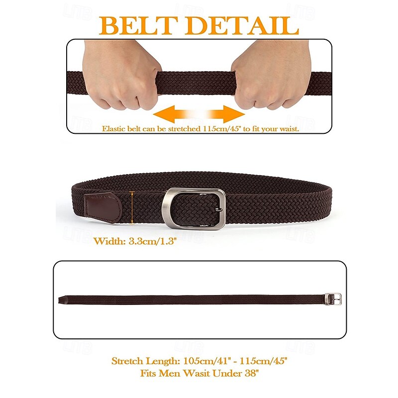 Men's Stretch Woven Elastic Belt with Metal Buckle – Casual Adjustable Braided Belt for Business, Travel and Daily Wear4