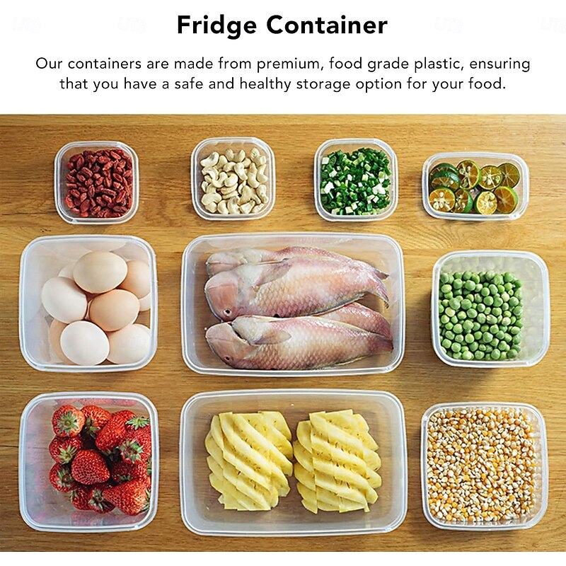 17PCS Food Container Fridge Bins, Leakproof Food Grade Plastic Various Sizes with Lid for Leftover Meals2