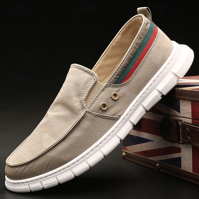 Men's Slip-On Canvas Driving Loafers – Soft Lightweight Casual Shoes for Travel, Driving and Outdoor Comfort