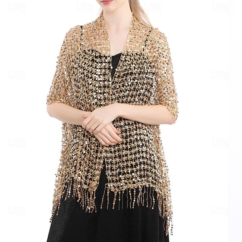 Women's Wrap Elegant Sun Protection Short Sleeve Sequined Wedding Wraps With Pure Color For Wedding Summer