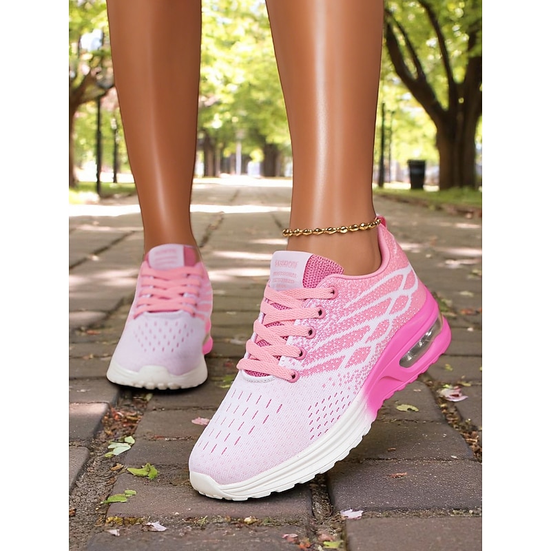 Women's Knit Running Shoes – Breathable Air Cushion Sneakers for Daily Walks, Gym Workouts, and Outdoor Sports