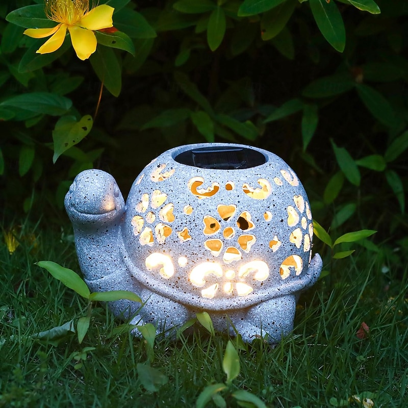 1 Pc Outdoor Solar Turtle Hollow Decoration Light Courtyard Garden Path Park Landscape Light Ornament Light Cute Animal Statue Light2
