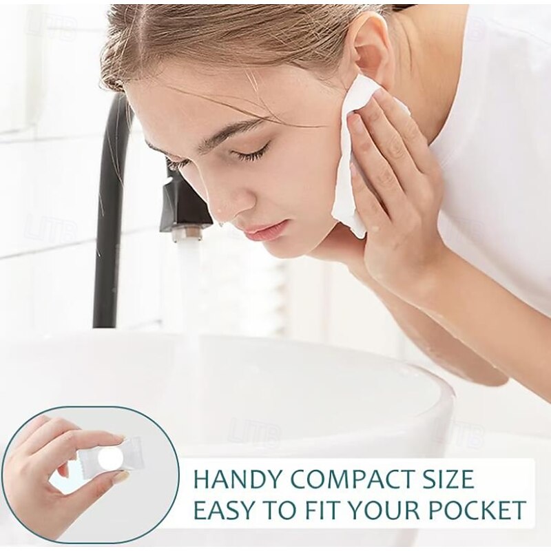 50PCS Compressed Towels Mini Tablets Disposable Portable Face Towel Cotton Coin Tissue Portable Towels for Travel Camping Hiking Outdoor Sports Beauty Salon