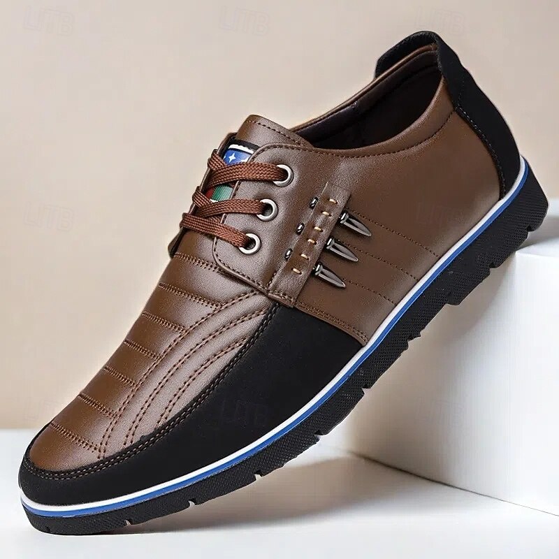 Men's Brown and Black Lace-Up Sneakers – Stylish Sporty Shoes for Casual Outings and Active Lifestyles