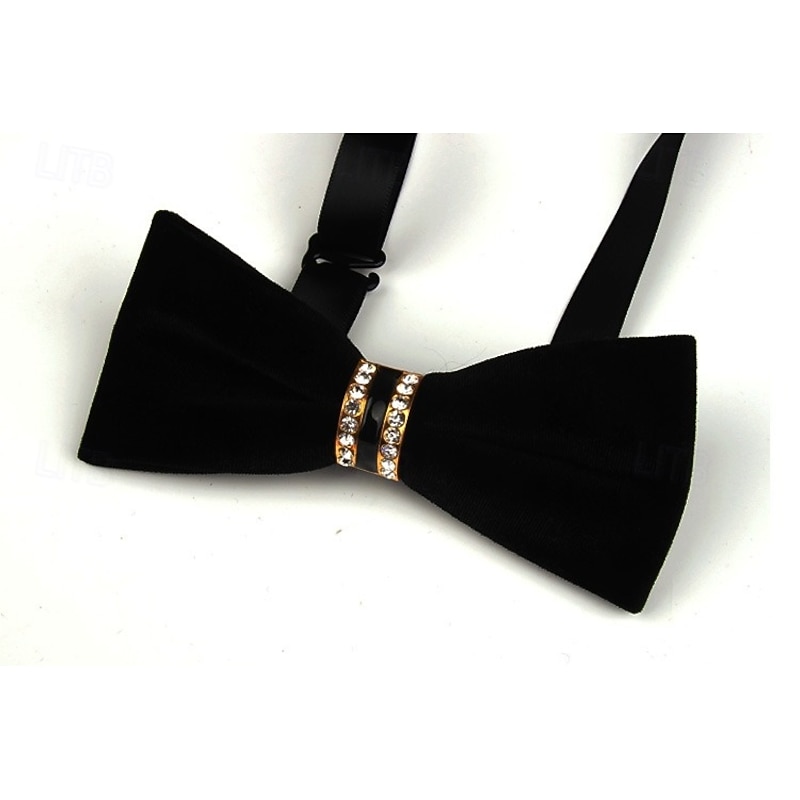 Men's Vintage Bow Tie Wedding Party Homecoming Velvet Bow Tie Solid Color Black Burgundy Royal Blue4