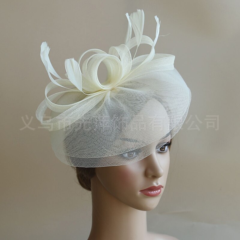 Headdress Feather Net Fedora Hat Wedding Evening Party Tea Party Horse Race Cocktail Vintage Cute With Feather Headpiece Headwear4