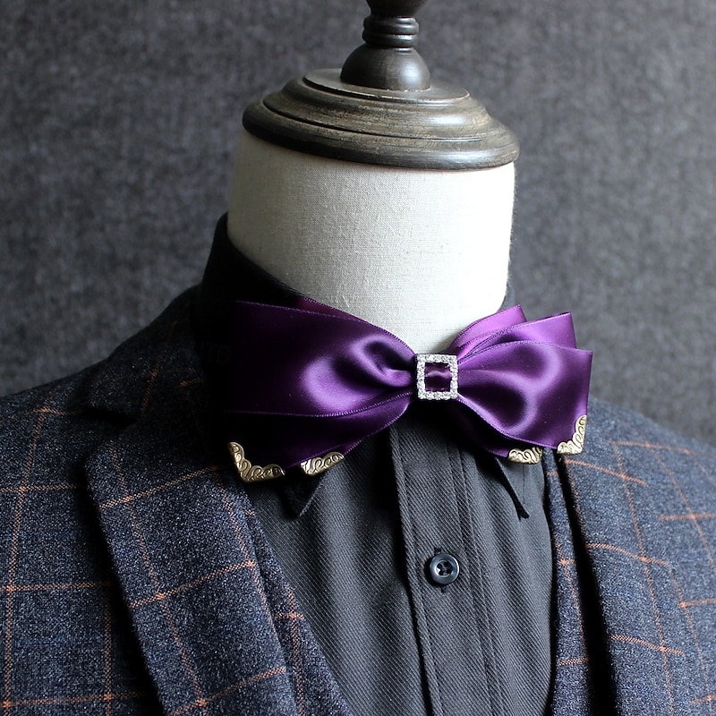 Men's Vintage Bow Tie Wedding Party Bow Tie Solid Color Black Red Royal Blue4