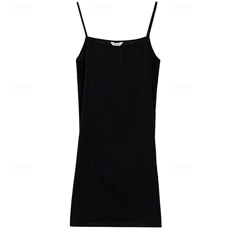 Women's Mini Dress Cotton Linen Dress Slip Dress Classic Vacation Daily Holiday Regular Fit Plain Sleeveless Spaghetti Strap Black Dark Gray Apricot Summer4