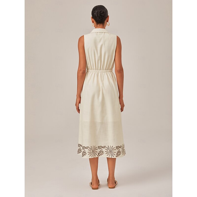 Linen Printed Shirt Dress2