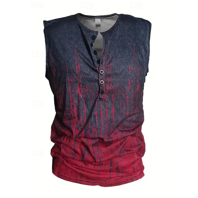 Men's Halloween Abstract Tank Top Henley Shirt Sleeveless Vintage Fashion Designer Outdoor Casual Daily Summer Spring &  Fall Navy Blue Henley Henley T-Shirt2