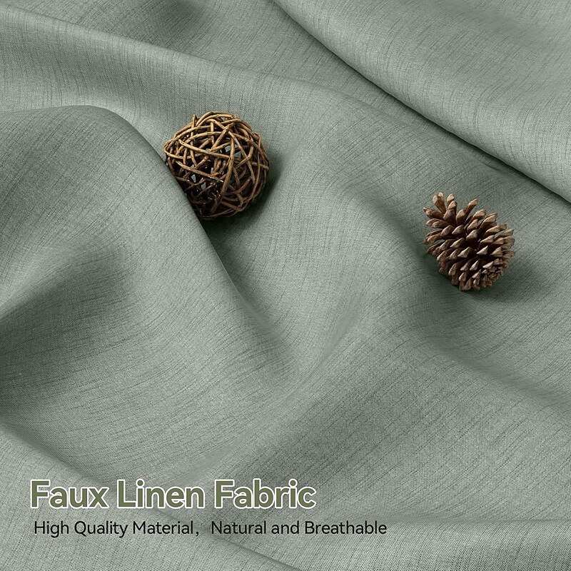 Boho Shower Curtains for Bathroom, Farmhouse Shower Curtain with Tassels, Sage Green Shower Curtain Set, Faux Linen Fabric Shower Curtain with 12 Hooks, Hotel Quality2