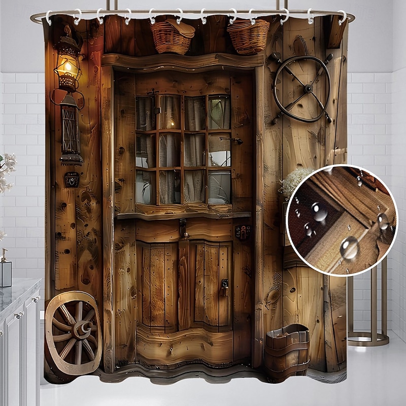 Shower Curtain with Hooks 180cm*180cm(70