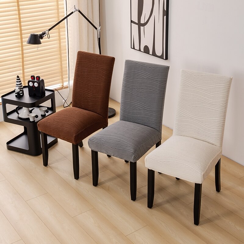 1/4/6Pcs Dining Chair Cover Slipcovers Simple Geometric Lines Jacquard Slipcovers