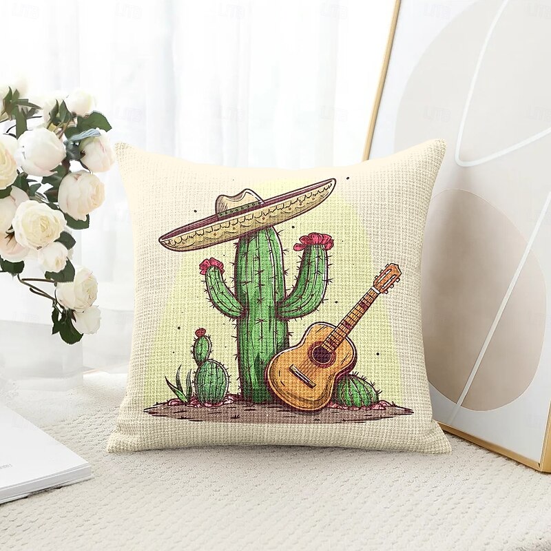 Cinco de Mayo Mexico Decorative Toss Pillows Cover 1PC Soft Square Couch Cushion Case Pillowcase for Bedroom Livingroom Sofa Chair Small Cactus4