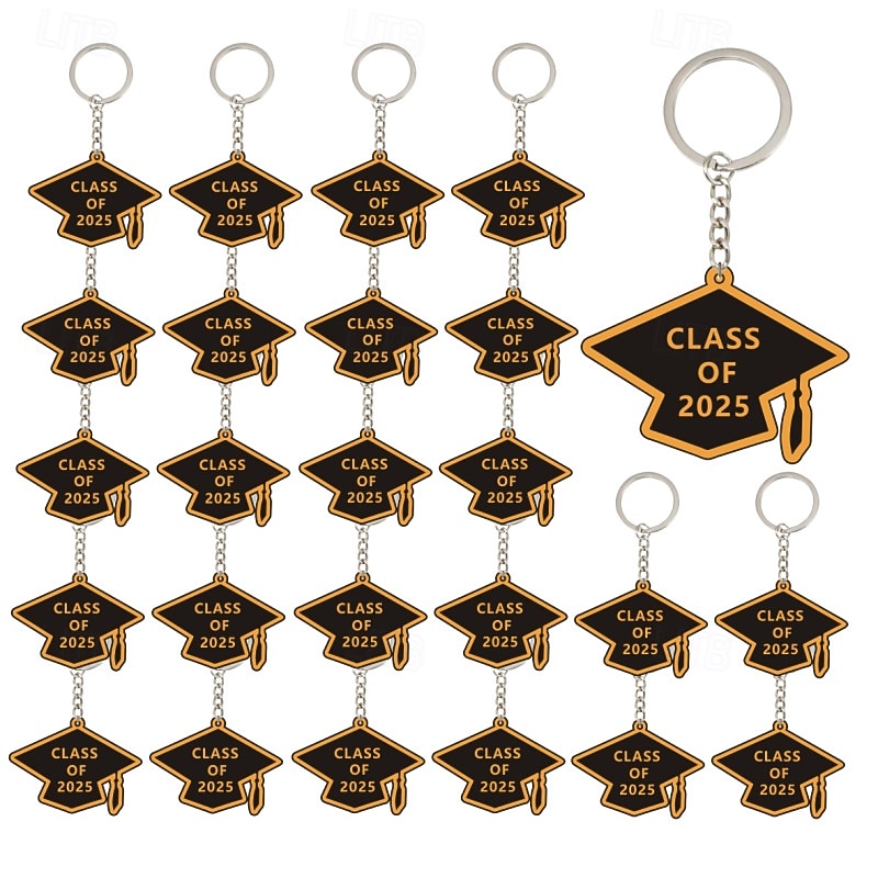 10 Pieces Class of 2025 Graduation Keychains Rubber Key Chains Grad Cap4
