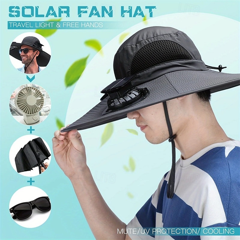 Outdoor Solar Multi-Fan Cap with Detachable Double Fans – Adjustable 3-Speed Wind Power & USB Charging Port2