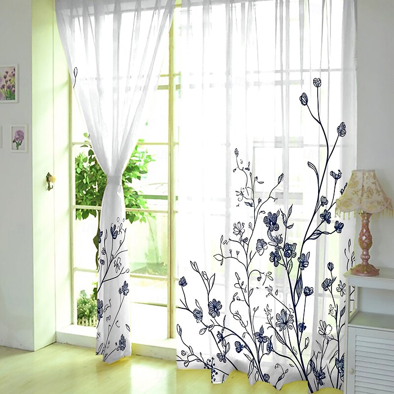 Two floral and leaf patterned window decorations and screens can be used for privacy coverage and room decoration in bedrooms as well as for kitchens cafes living rooms dining rooms and balconies2
