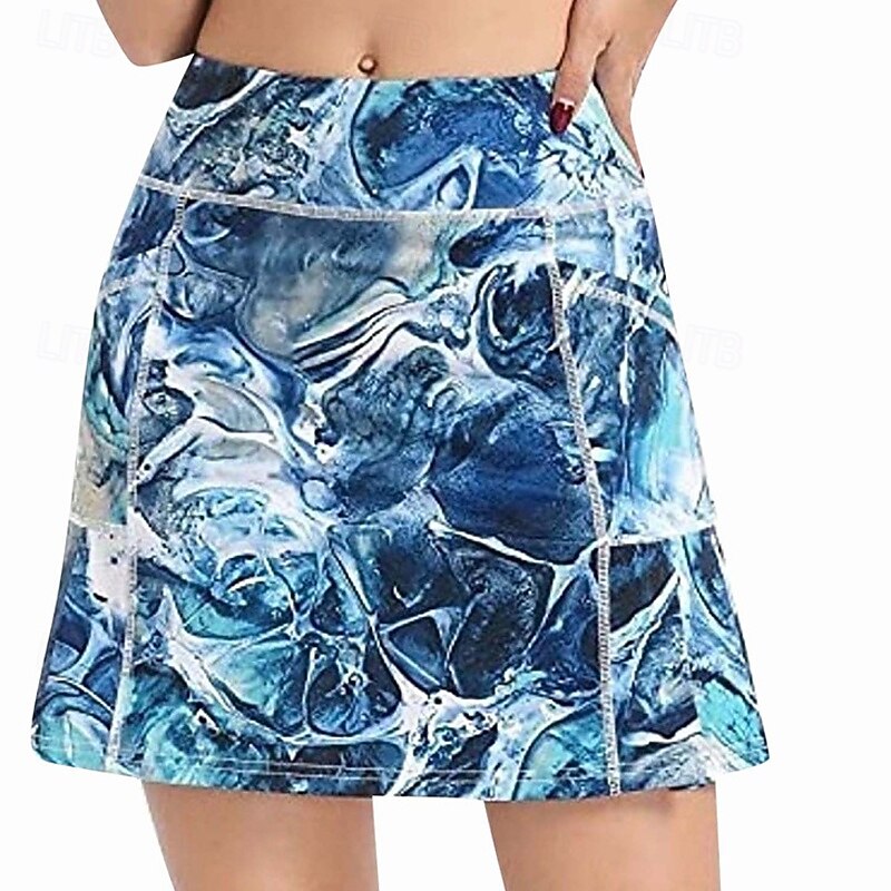 Women's Oil Painting Tennis Skirts with Shorts Print Quick Dry Tennis Golf Badminton Skort Pink Red Blue Tennis Clothing4