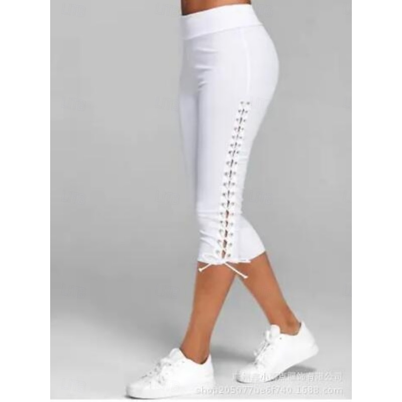 Women's Leggings Capri Pants Sweatpants Crop Active Athletic Knee Length High Waist Plain Patchwork Comfy Soft Comfortable Micro-elastic Outdoor Yoga Athletic Black White Pink Sky Blue Summer Slim Fit2