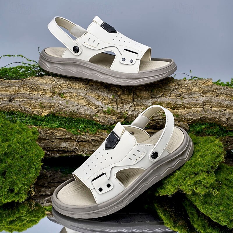 Men's White Sport Sandals with Adjustable Strap and Ventilation Holes – Breathable and Comfortable Footwear for Sports and Casual Wear3