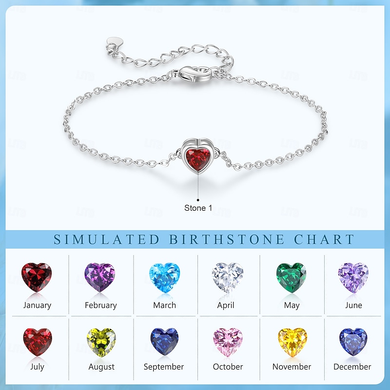 Personalized Birthstone Bracelet, Romantic Gift for Mom Wife Girlfriend, Mother's Day Valentine's Day Christmas Birthday Anniversary Jewelry, Daily Wear Accessory