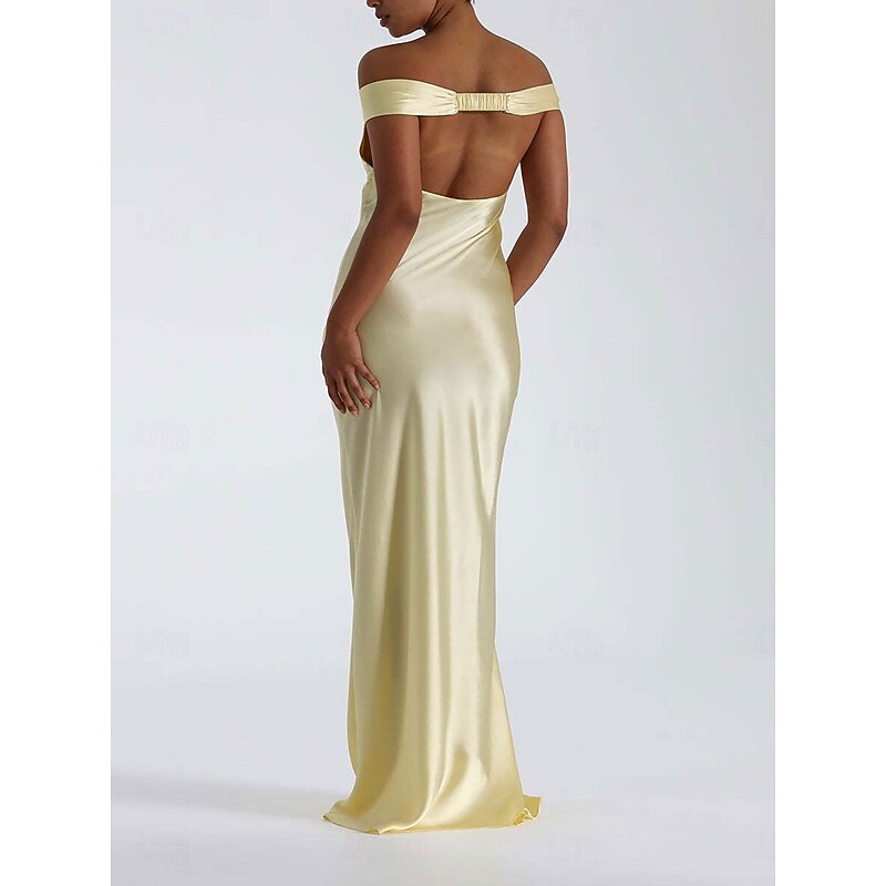 Dress Mermaid / Trumpet Party Dresses Elegant Dress Wedding Wedding Guest Floor Length Sleeveless Off Shoulder Backless with Ruched4