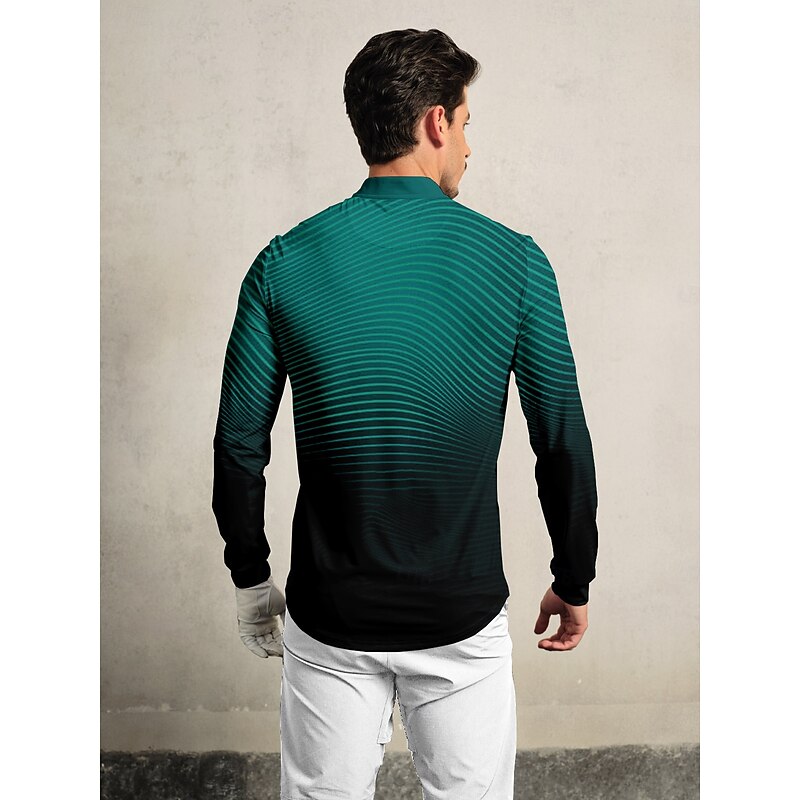 Men's Golf Polo Shirt Green Long Sleeve Top Golf Attire Clothes Outfits Wear Apparel2